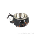 ПЭТ -кормление кошачья металлическая чаша с керамикой